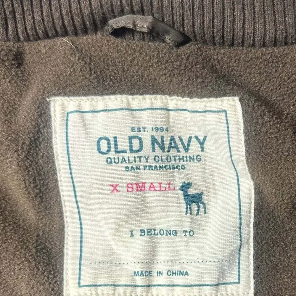 Old Navy Girls Brown Fleece Lined Puffer Vest Full Zip Quilted XS
